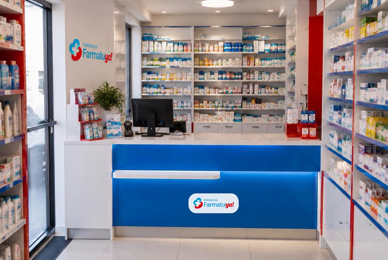 Interior de una farmacia Farmatuya formato Express